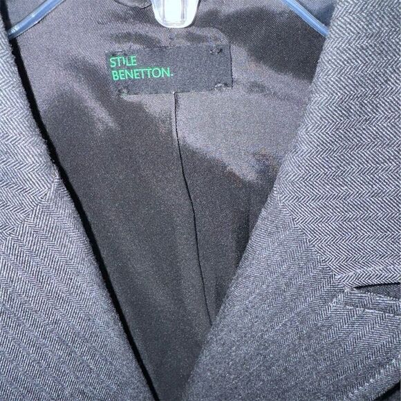 Vintage Stile Benetton Women's Gray Blazer Jacket Size 40 Business Casual Fitted - Picture 4 of 11